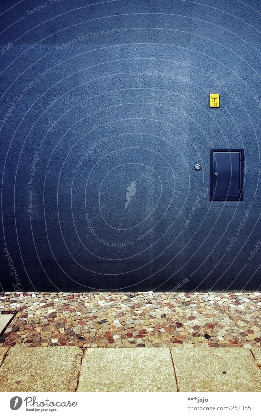 the great nothing. Wall (barrier) Wall (building) Blue Concrete Plastered Abstract Geometry Colour Signs and labeling Yellow Patch of colour Concrete wall