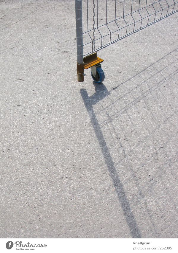 Open Fence Grating Gray Silver Protection Safety Wheel Hoarding metal grid Barrier Entrance Colour photo Exterior shot Deserted Copy Space left