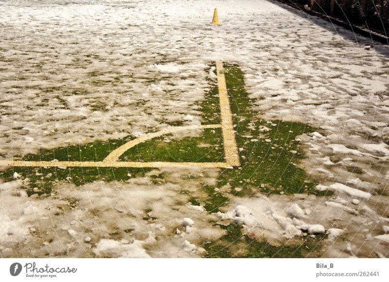 winter sports Sports Ball sports Snow Athletic Yellow Green White Whimsical Joy Soccer team Floodlight Mud Sludgy Skittle Corner Snow mud Wet Cold Winter Meadow