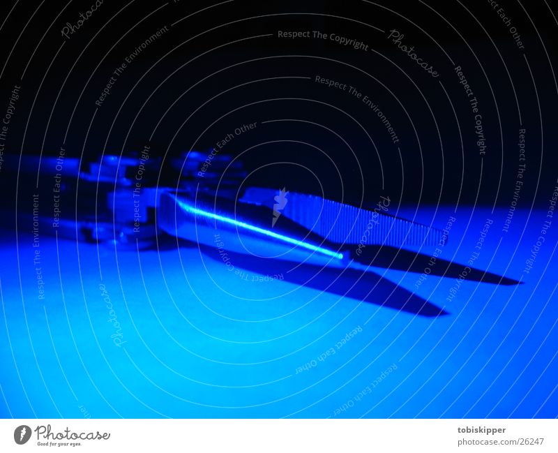 Leatherman in the blue light Macro (Extreme close-up) Tool Craft (trade) leatherman Blue pocket knife