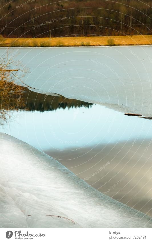 Open, thawed ice surface on a lake. Climate, climate change Ice Lake Frozen Thaw Frozen surface Nature Water Climate change Winter Global warming