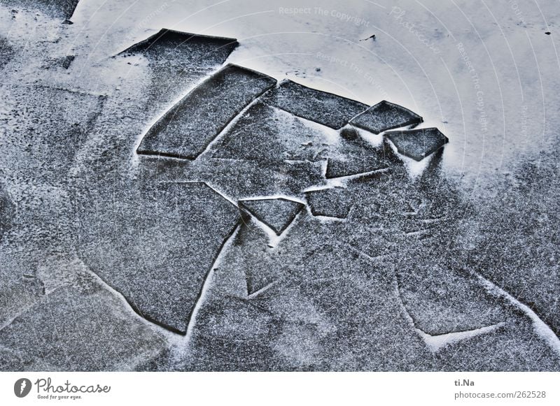 crushed ice Water Winter Ice Frost Snow Coast North Sea Freeze Dark Cold Blue Black White Power Climate Colour photo Subdued colour Exterior shot Close-up