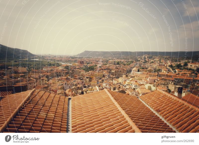 above the roofs of bosa Village Fishing village Small Town Downtown Old town House (Residential Structure) Manmade structures Building Architecture Roof Gable