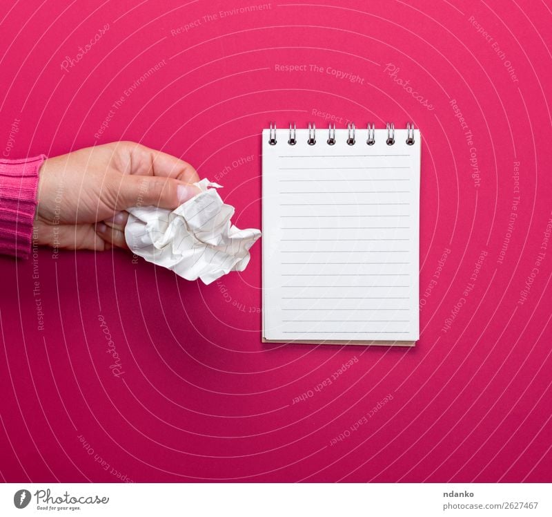 female hand holding a white crumpled sheet of paper School Office Business Hand 1 Human being 18 - 30 years Youth (Young adults) Adults Book Paper Touch