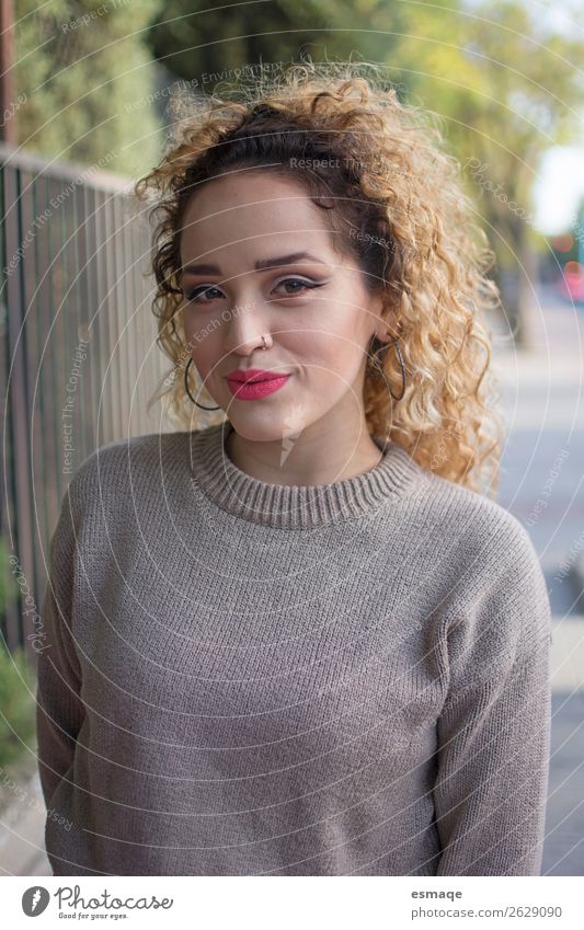 Portrait of Young woman smiling Lifestyle Joy Human being Feminine Youth (Young adults) Nature Park Piercing Earring Afro Observe Advice Smiling Laughter Love