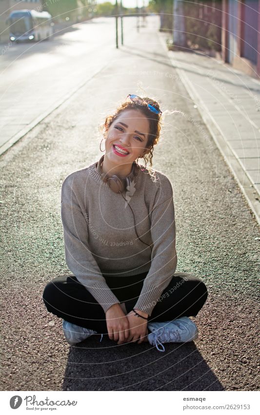 portrait of young woman in street Lifestyle Joy Healthy Health care Wellness Contentment Vacation & Travel Trip Adventure Human being Young woman