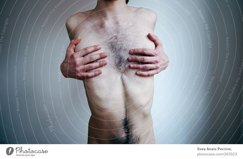 bizarre. Masculine Young man Youth (Young adults) Body Skin Chest Hand Stomach 1 Human being 18 - 30 years Adults Wall (barrier) Wall (building) To hold on