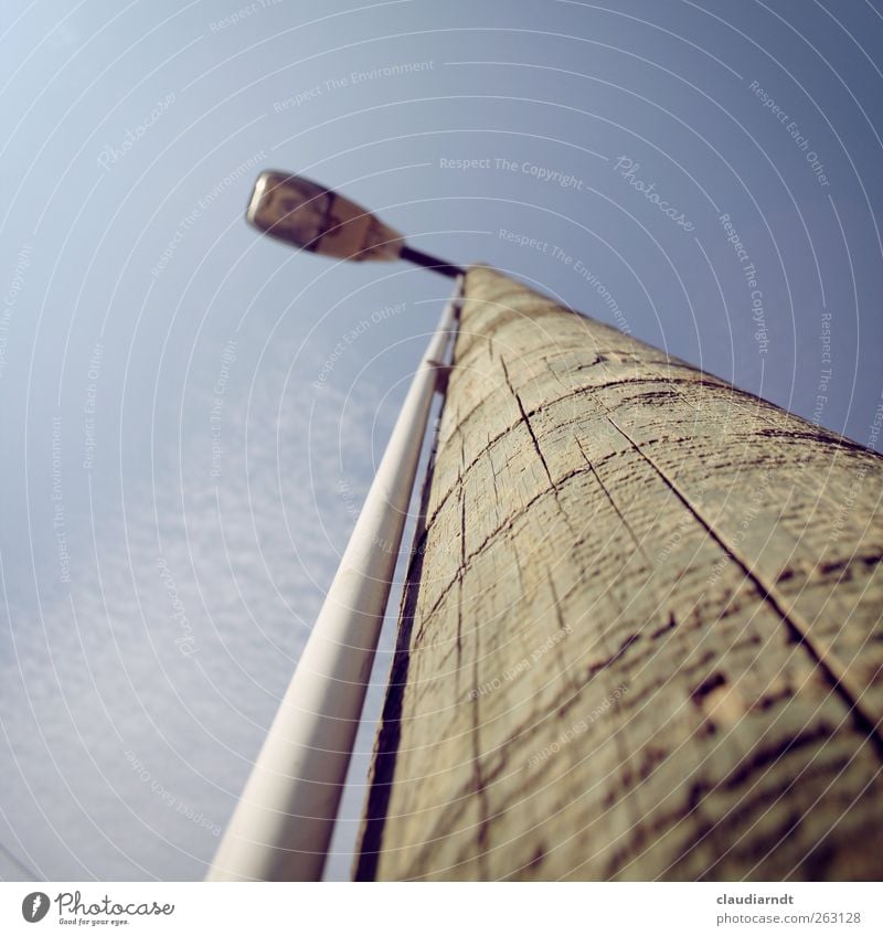 lantern, lantern... Lamp Street lighting Electricity pylon Lighting Cloudless sky Beautiful weather Tall Above Blue Energy Wood Problem solving