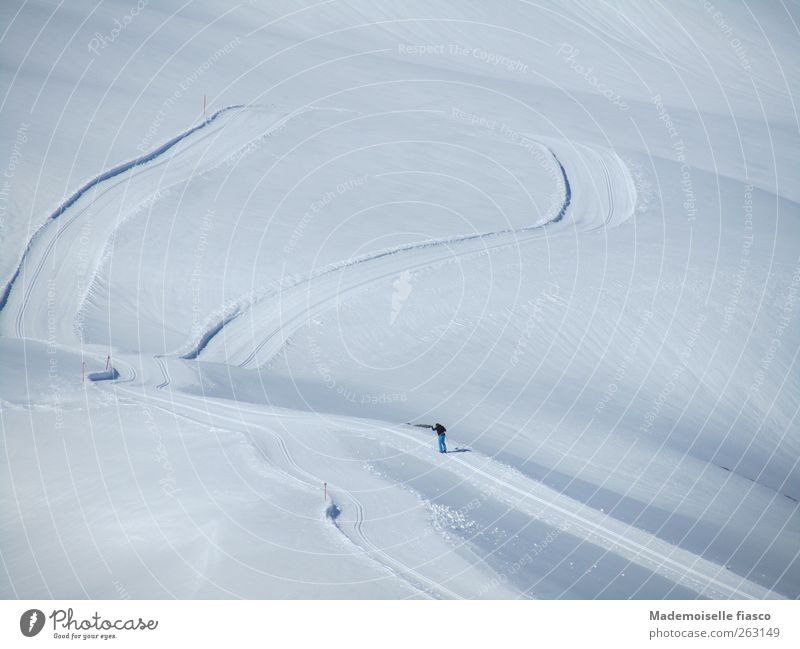 Tourers on their way in a landscape covered with white snow Athletic Fitness Trip Winter Snow Winter vacation Mountain Hiking Skiing 1 Human being