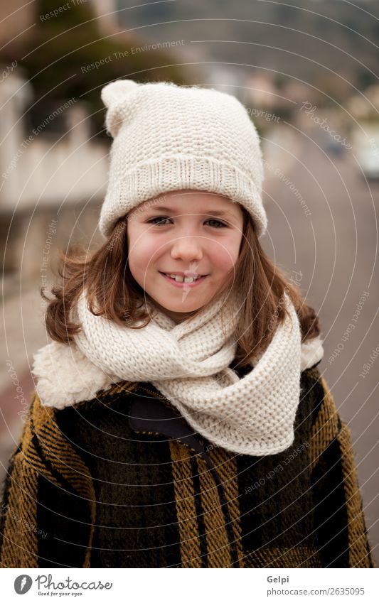 Pretty girl with wool hat in a park Joy Happy Beautiful Face Winter Garden Child Human being Toddler Woman Adults Family & Relations Infancy Nature Autumn