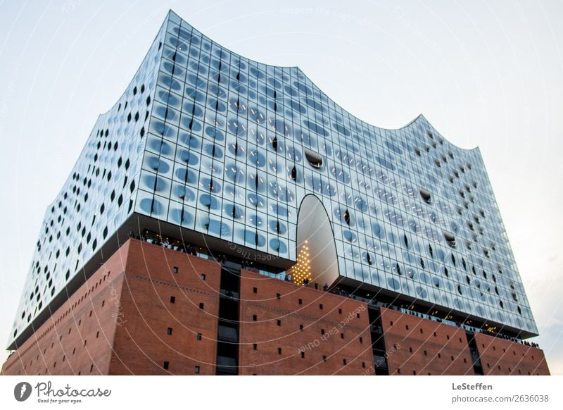 Elbphilharmonie young landmark in Hamburg Elegant Design Tourism Freedom Waves Work of art Architecture Theatre Culture Town Port City Downtown Dream house