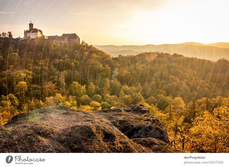 Wartburg castle in Eisenach in autumn light II Autumn leaves Autumnal Vacation & Travel Sunset Vantage point Relaxation Calm Meditation Rock Uniqueness Freedom