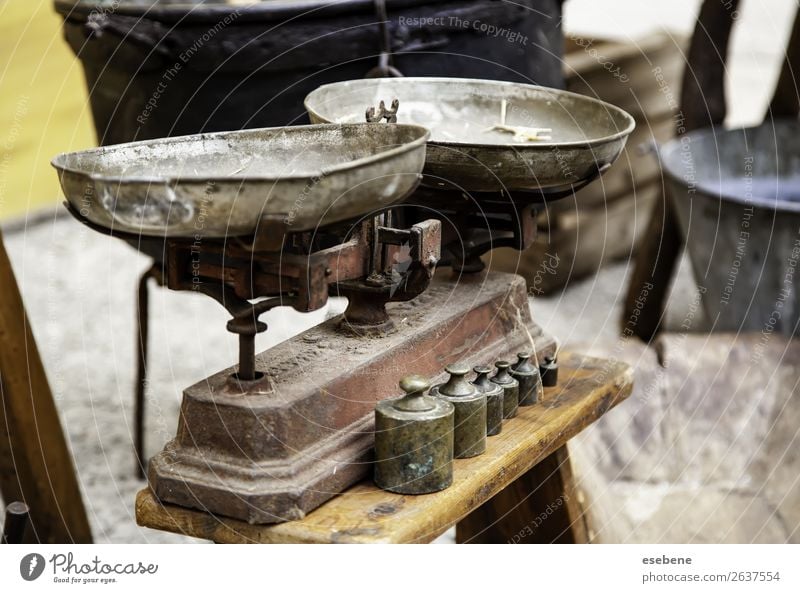 Old weighing scale Fruit Business Crowd of people Metal Stand Near Retro Brown Gold Black White Tradition scales Balance vintage Weigh weight machine background