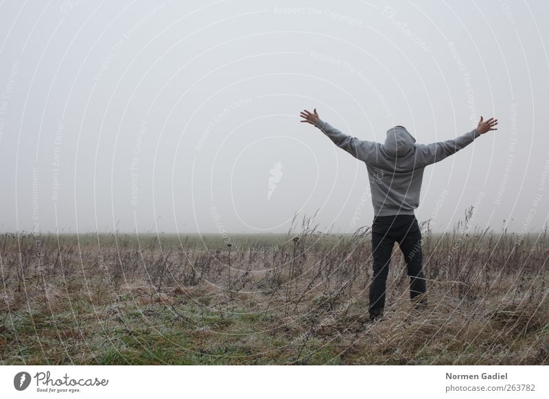 freedom Happy Masculine 1 Human being 18 - 30 years Youth (Young adults) Adults Sweater To enjoy Success Free Uniqueness Gray Emotions Happiness