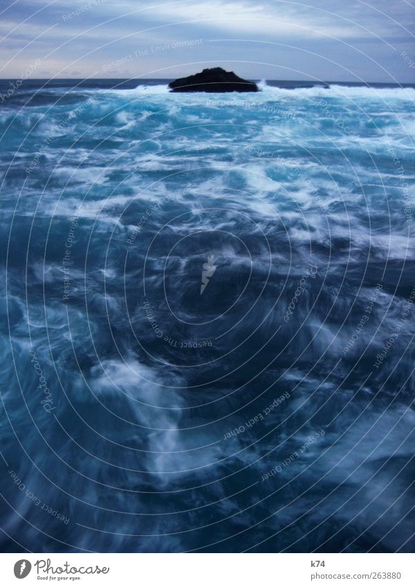 Rough Sea Water Sky Horizon Rock Waves Coast Ocean Island Esthetic Threat Wild Blue Far-off places Surf Wind Colour photo Exterior shot Deserted Twilight Blur