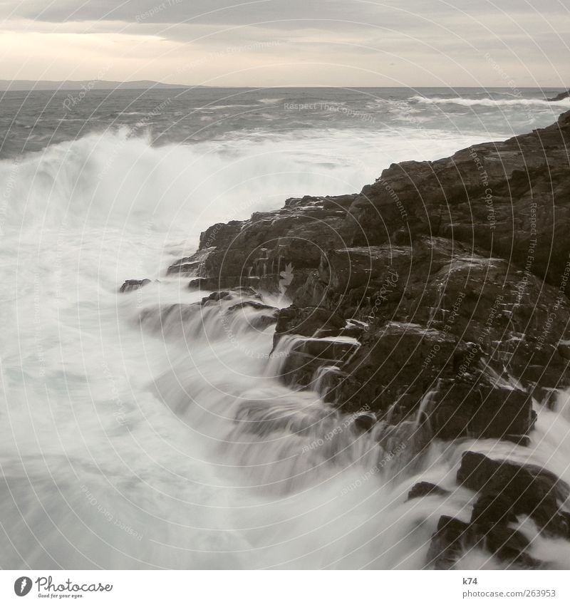 rough lake III Environment Nature Landscape Elements Water Sky Storm Wind Gale Rock Waves Coast Reef North Sea Baltic Sea Ocean Stone Large Strong Wild Power