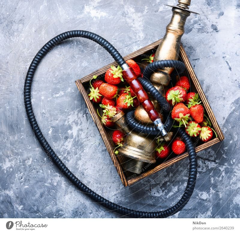 Stylish oriental shisha with strawberry hookah tobacco kalian smoke east relaxation fruit arabic mouthpiece pipe style turkish smoke shisha hookah lounge