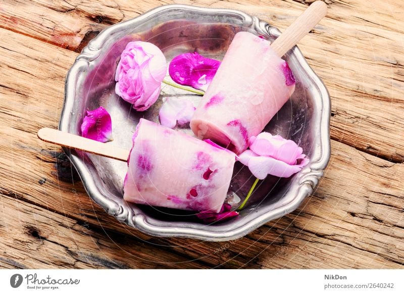 Ice-cream with taste of a tea rose ice-cream sundae flowers detox sweet dessert food summer ice cream frozen cold flavor icecream dairy creamy blossom floret