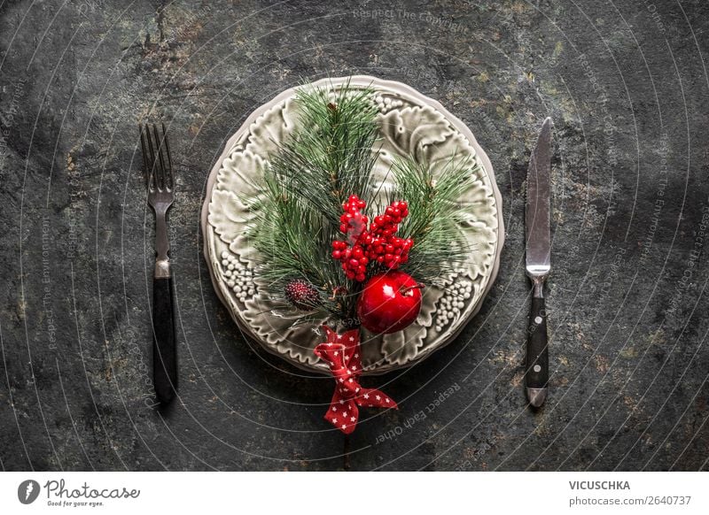 Christmas Table Decoration Banquet Crockery Plate Cutlery Elegant Design Winter Living or residing Flat (apartment) Party Event Restaurant Christmas & Advent