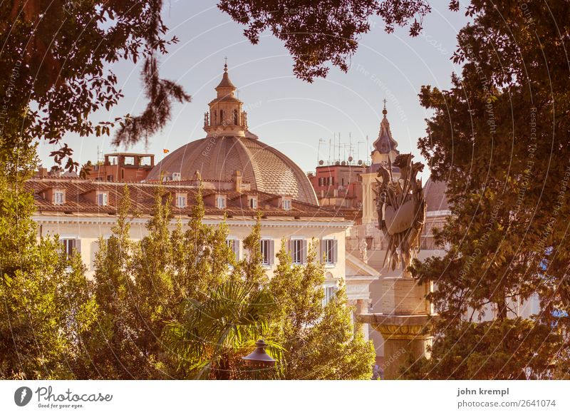 XXIII Rome - Perspective Piazza del Popolo Domed roof dome leaves Italy Exterior shot Tourism Church Historic Religion and faith