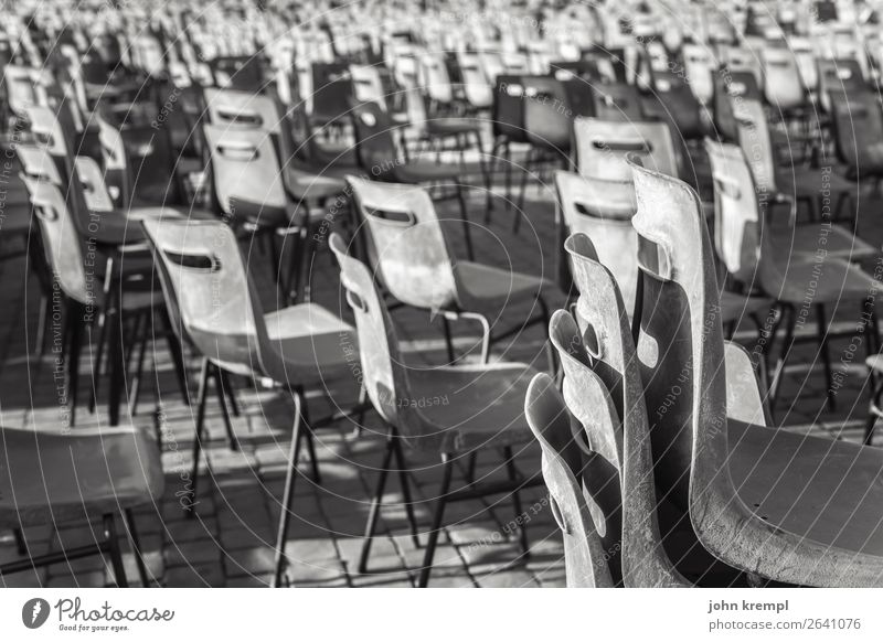 XXIV Rome - Free choice of seats Chair Armchair plastic armchair Black & white photo Seating Peter's square Loneliness tranquillity abandoned place Deserted