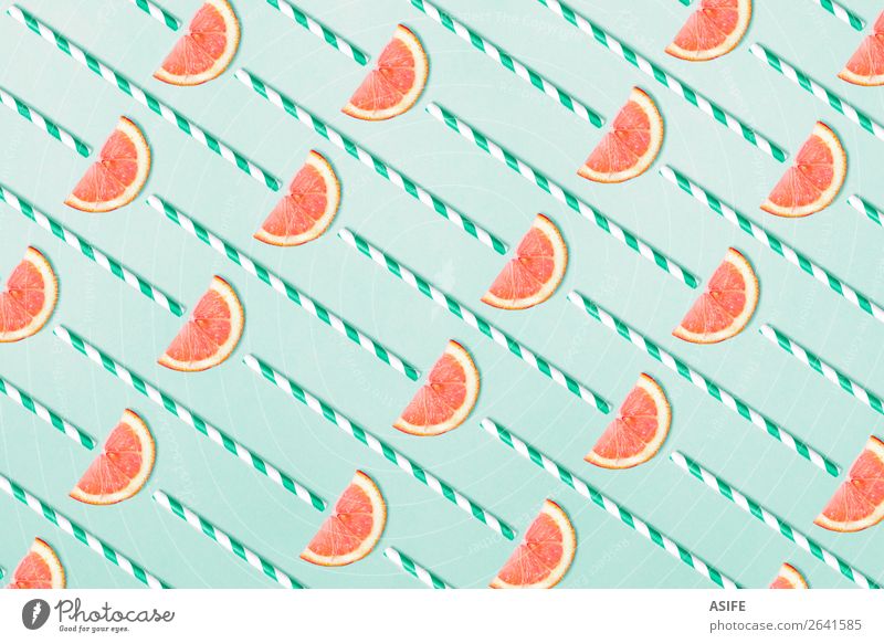 Blood orange pattern on aquamarine background Fruit Juice Design Summer Decoration Group Fresh Hip & trendy Funny Natural Above Blue blood orange straw