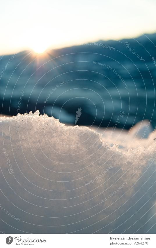 beautiful good morning Ski run Environment Nature Landscape Elements Sky Horizon Winter Climate Weather Beautiful weather Ice Frost Snow Hill Alps Mountain Peak