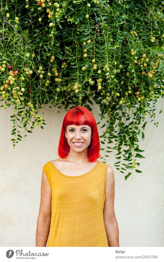 Red haired woman relaxed in a park Lifestyle Style Joy Happy Beautiful Hair and hairstyles Face Wellness Calm Summer Human being Woman Adults Nature Plant Park