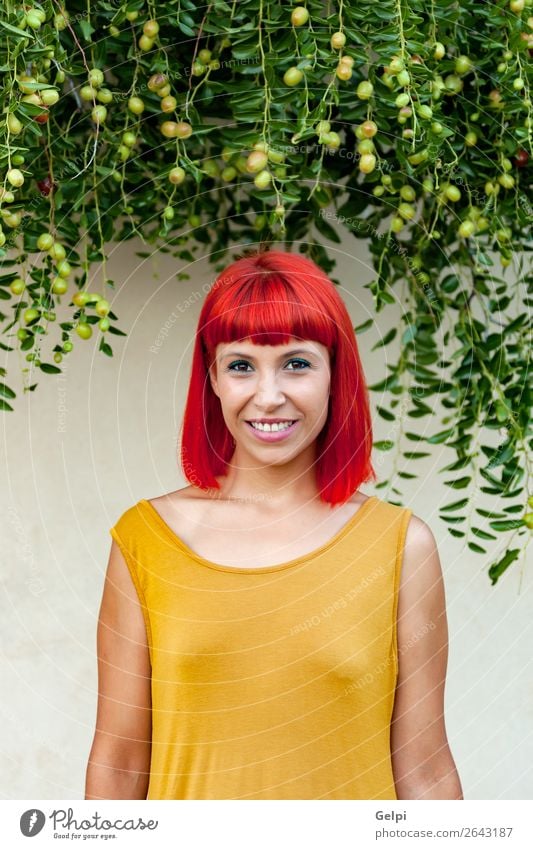 Red haired woman relaxed in a park Lifestyle Style Joy Happy Beautiful Hair and hairstyles Face Wellness Calm Summer Human being Woman Adults Nature Plant Park