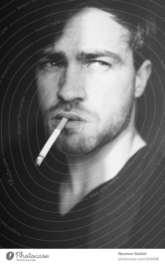 point of time Smoking Masculine Young man Youth (Young adults) Eyes Lips Facial hair 1 Human being 18 - 30 years Adults Designer stubble Black Forward