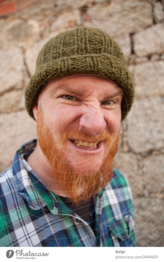 Portrait of a hipster guy putting silly face Hair and hairstyles Face Human being Boy (child) Man Adults Red-haired Beard Exceptional Modern Cute Crazy Anger