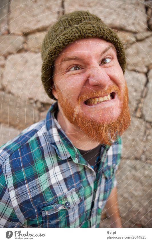 Portrait of a hipster guy putting silly face Hair and hairstyles Face Human being Boy (child) Man Adults Red-haired Beard Exceptional Modern Cute Crazy Anger