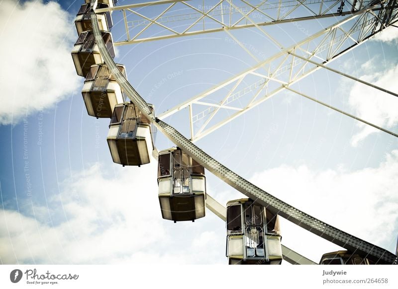 cloud carts Joy Happy Vacation & Travel Far-off places Freedom Sun Event Paris Tourist Attraction Transport Vehicle Ferris wheel Fairs & Carnivals Sky Clouds