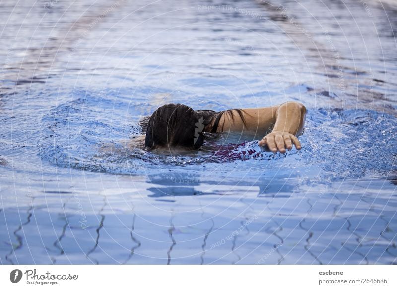 Young woman swimming in a pool in summer Lifestyle Beautiful Body Swimming pool Leisure and hobbies Sports Human being Woman Adults Man Arm Movement Fitness Wet