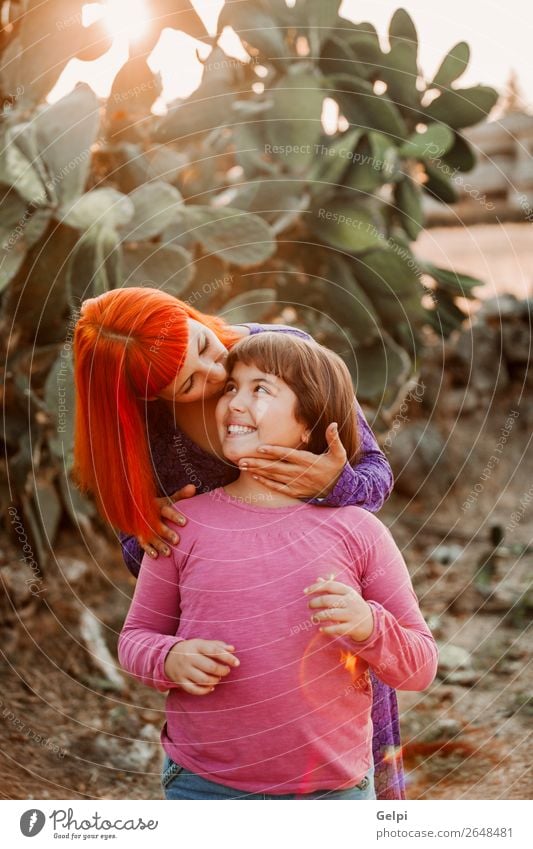 Red haired mom and her daughter Lifestyle Joy Happy Beautiful Playing Summer Parenting Child Woman Adults Parents Mother Family & Relations Infancy Park Street