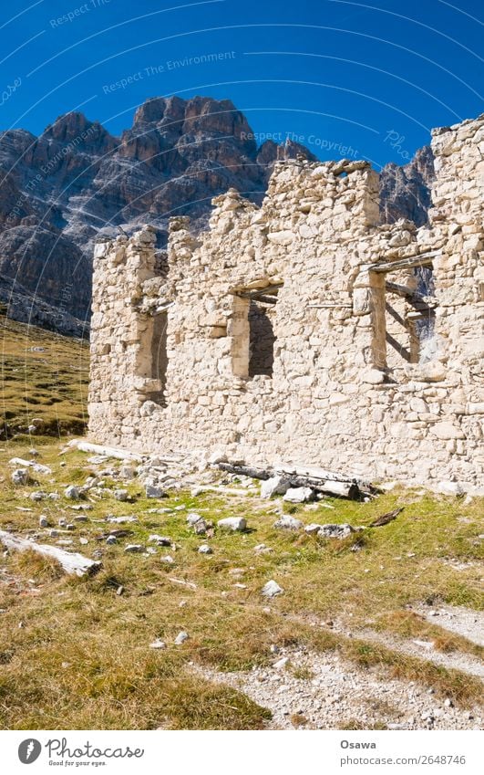 Rifugio Popena Italy South Tyrol Alps Mountain Rock Building Peak Landscape Dolomites Hiking Mountaineering Climbing Nature Hut Alpine pasture Destruction