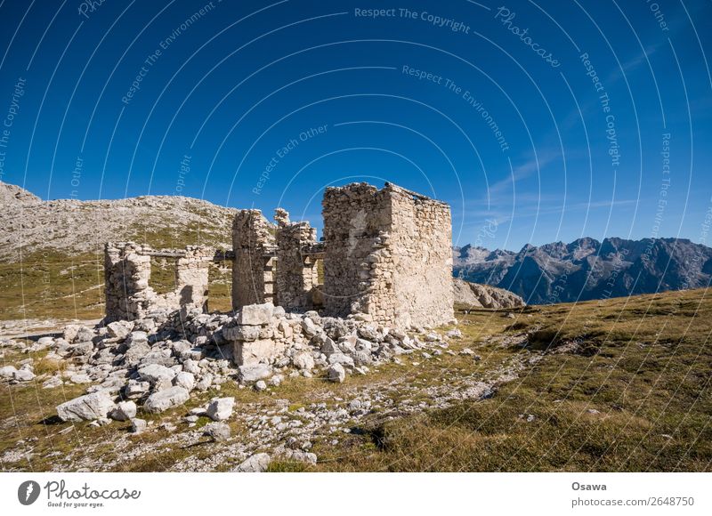 Rifugio Popena Italy South Tyrol Alps Mountain Rock Building Peak Landscape Dolomites Hiking Mountaineering Climbing Nature Hut Alpine pasture Destruction