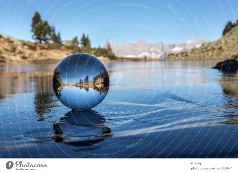 Time to pause. 900. Harmonious Calm Mountain Nature Landscape Autumn Ice Frost Alps Dachstein Lake Mountain lake Mirror Lake Glass ball Sphere Exceptional