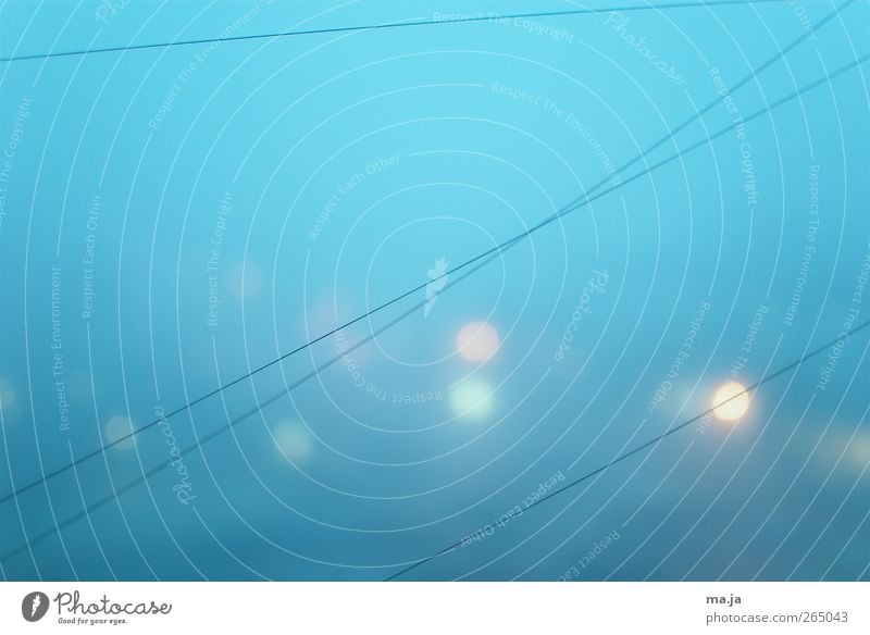 nebbione (At window 3) Fog Cold Blue Multicoloured Yellow Green Diagonal Colour photo Exterior shot Deserted Dawn Blur