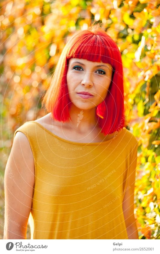 Beautiful red haired woman in a park Lifestyle Style Joy Happy Hair and hairstyles Face Wellness Calm Summer Human being Woman Adults Nature Plant Park Fashion