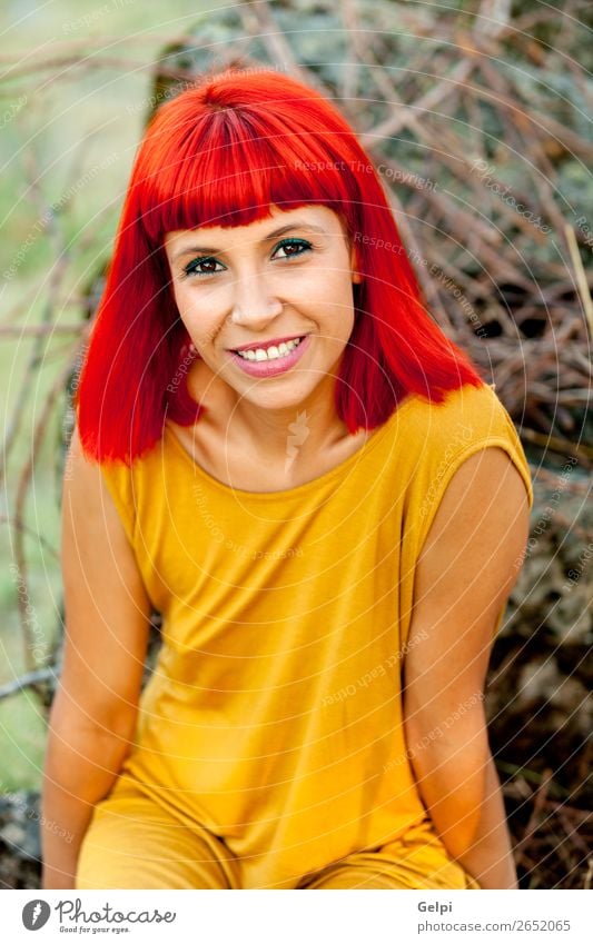 Portratif of red haired woman relaxed in a park Lifestyle Style Joy Happy Beautiful Hair and hairstyles Face Wellness Calm Summer Human being Woman Adults