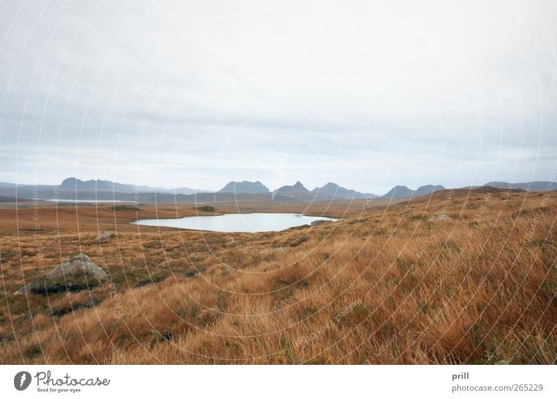 scottish landscape with distant hills Vacation & Travel Tourism Nature Landscape Plant Water Clouds Climate Weather Wind Grass Bushes Bog Marsh