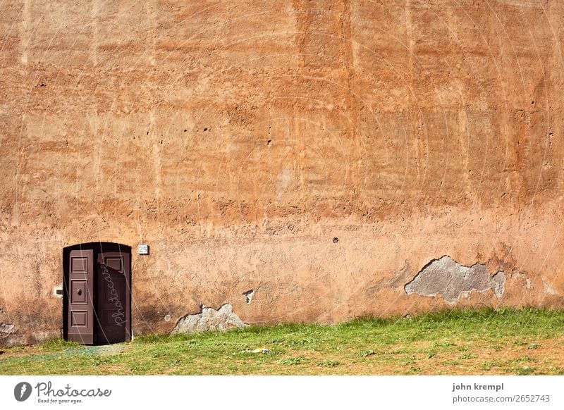 Rome VII - Banksy's paradise Meadow Italy Wall (barrier) Wall (building) Door Large Trashy Brown Orange Safety Protection Safety (feeling of) Watchfulness