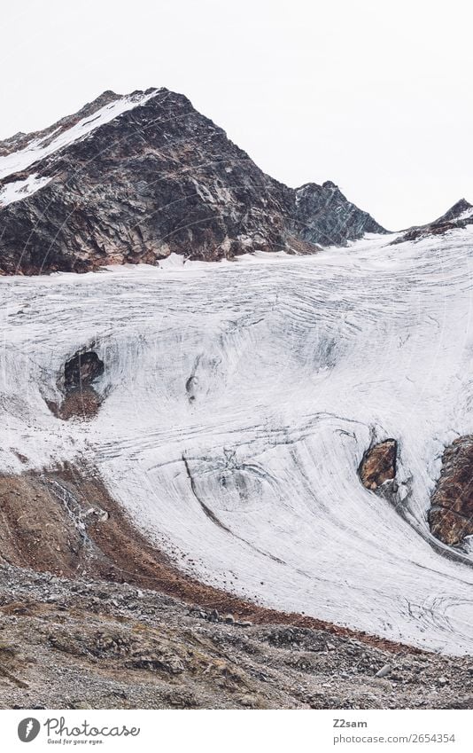 Rettenbach glacier in summer | E5 Mountain Environment Nature Landscape Summer Autumn Climate Climate change Ice Frost Snow Rock Alps Snowcapped peak Glacier