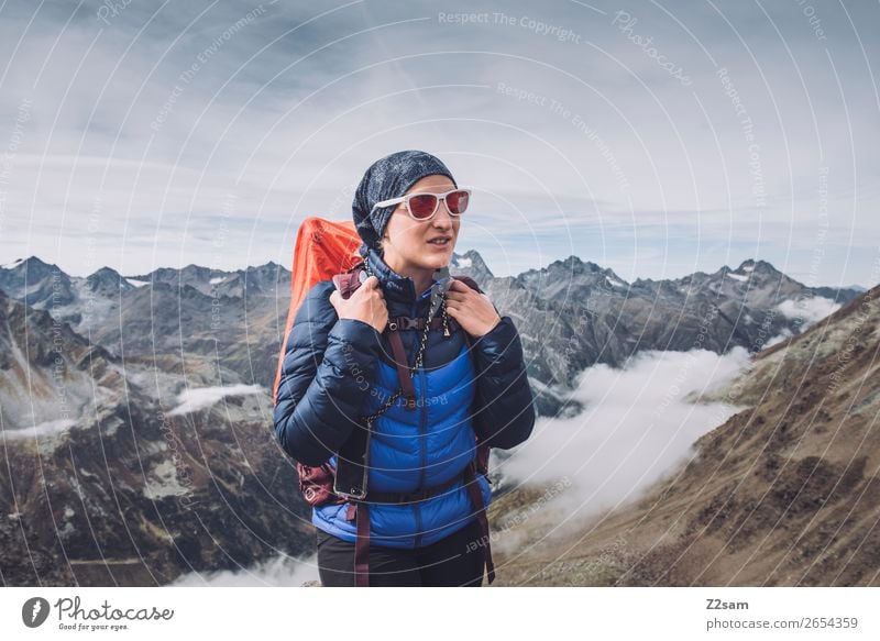 Young woman on the summit of Pitztaler Jöchl | E5 Vacation & Travel Adventure Expedition Hiking Youth (Young adults) 18 - 30 years Adults Nature Landscape