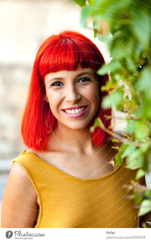 Happy red hair woman in a park Lifestyle Style Joy Beautiful Hair and hairstyles Face Wellness Calm Summer Human being Woman Adults Nature Plant Park Fashion