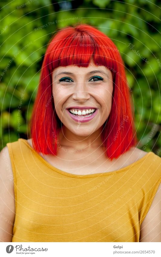 Happy red hair woman in a park Lifestyle Style Joy Beautiful Hair and hairstyles Face Wellness Calm Summer Human being Woman Adults Nature Plant Park Fashion