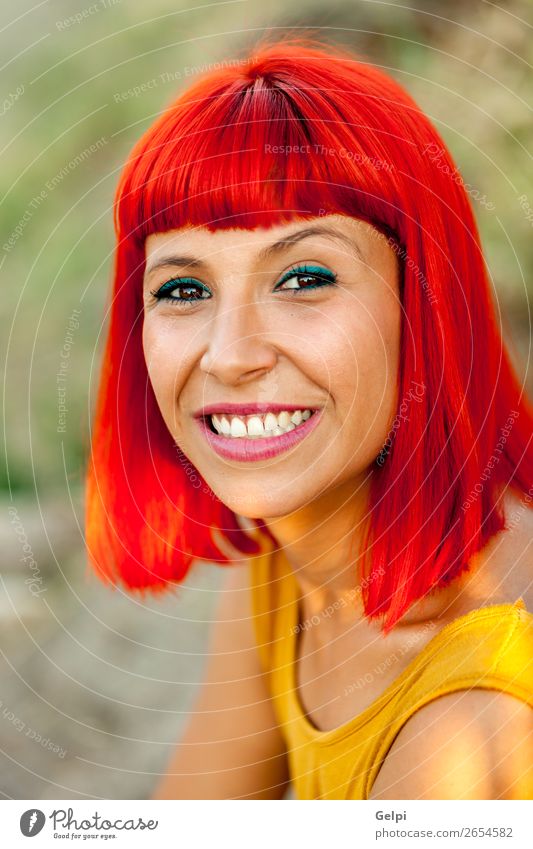 Happy red hair woman in a park Lifestyle Style Joy Beautiful Hair and hairstyles Face Wellness Calm Summer Human being Woman Adults Nature Plant Park Fashion