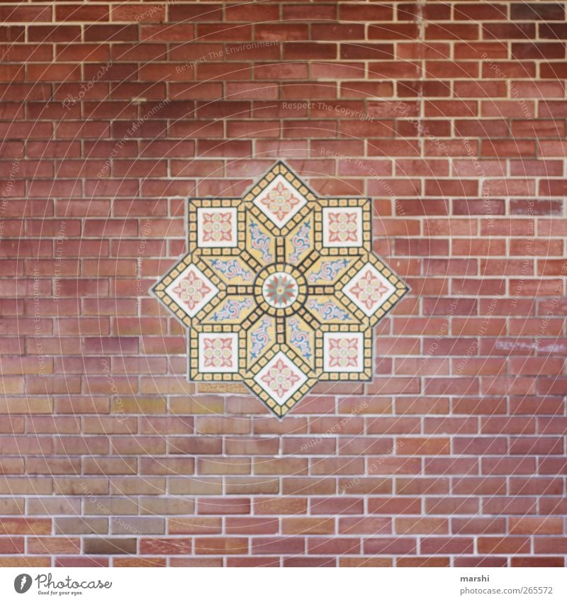 Moorish Wall (barrier) Wall (building) Old Brown Pattern Architecture Decoration Star (Symbol) Brick Brick red Brick construction Colour photo Exterior shot