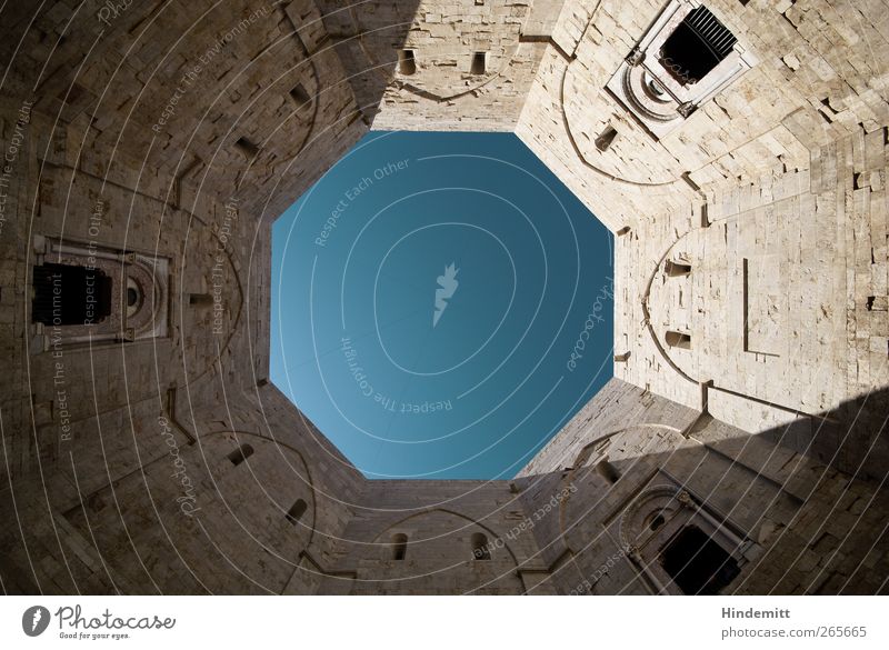 Back building, a little different Deserted Castle Manmade structures Building Architecture Tourist Attraction Landmark Castel del Monte Stone Sign octagon